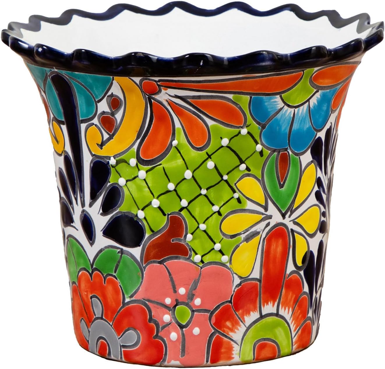 Maceta cerámica Talavera 10x12pulg pintada a mano