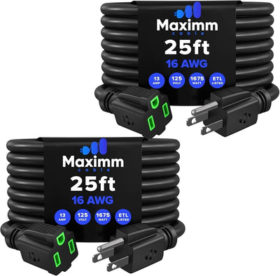 2 Cable extensión 25ft 16 SJTW ETL negro con indicadores