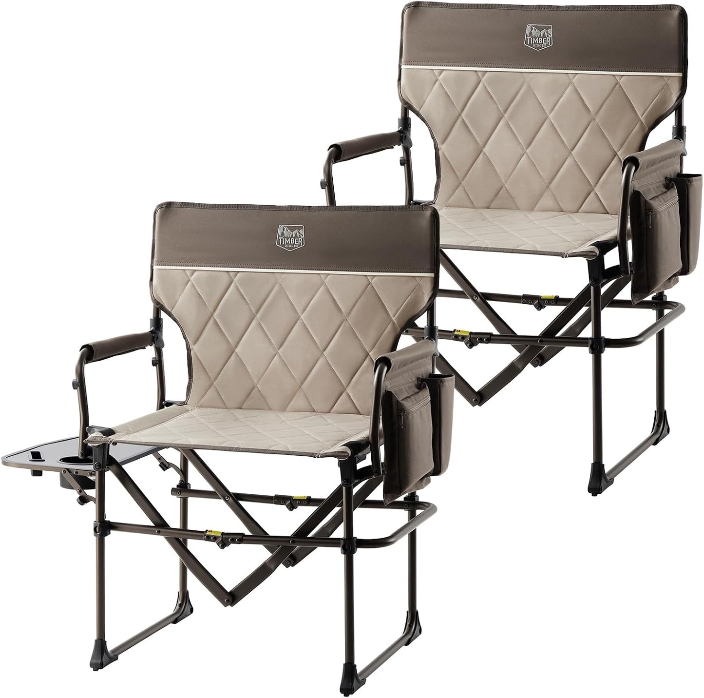 Silla aluminio plegable camping mesa lateral bronceado set 2