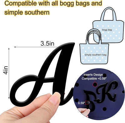 Dijes letras para bolsa Bogg negro decorativo
