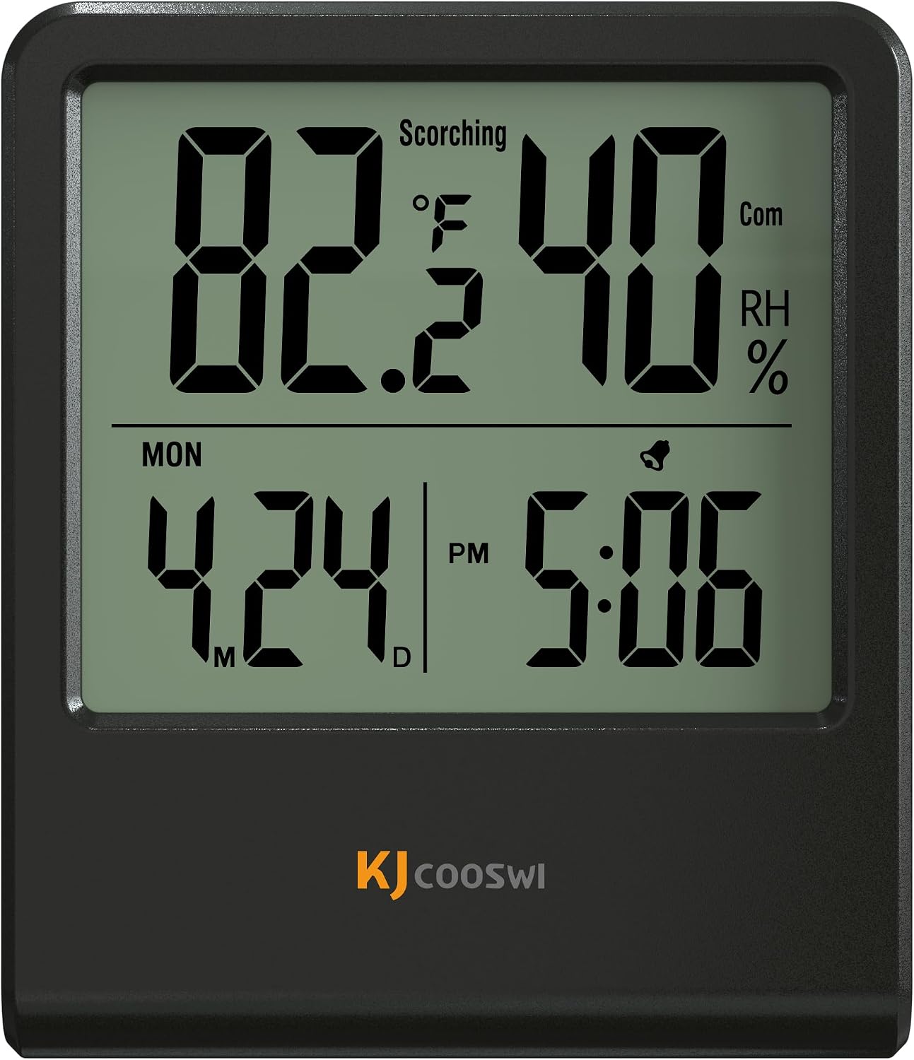 Termómetro higrómetro con reloj negro