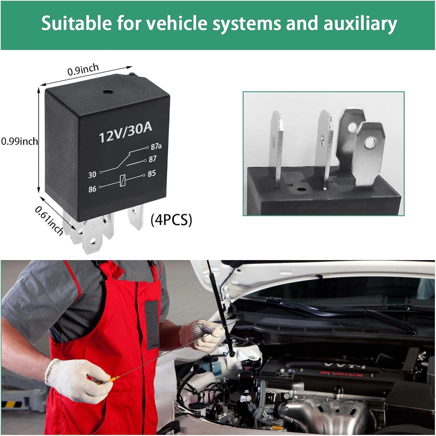 4 Relés Automotriz 5 Pines 12V 30A Multiusos
