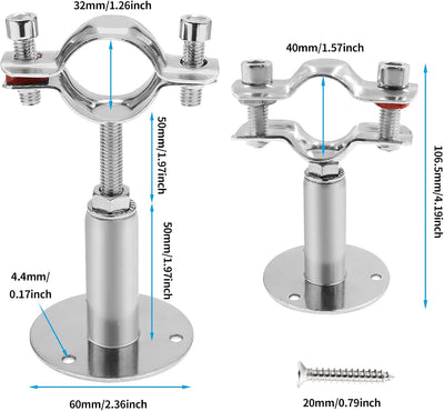 Soporte tubo pared techo acero inox ajustable 1.26pulg