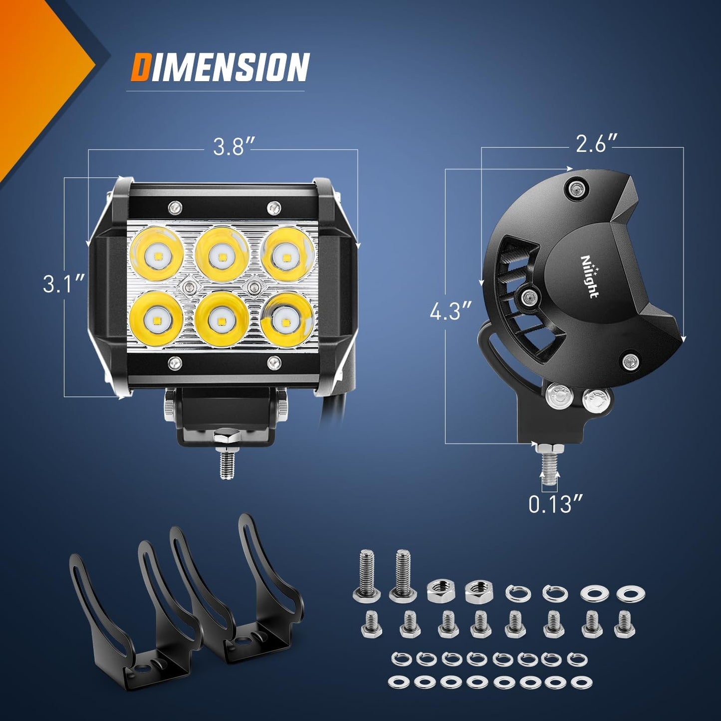 Focos LED 4" haz puntual amarillo 2pzas para camión ATV UTV