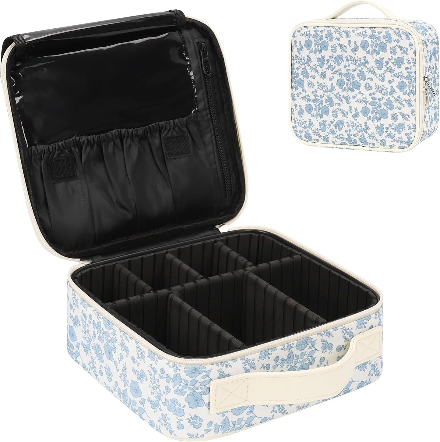 Estuche maquillaje viaje con divisores ajustables