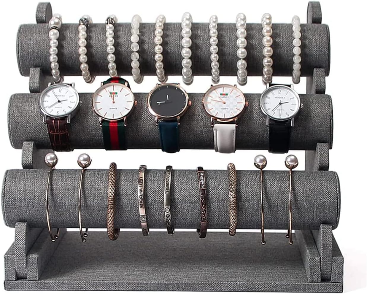 Soporte desmontable 3 niveles para pulseras y relojes lino