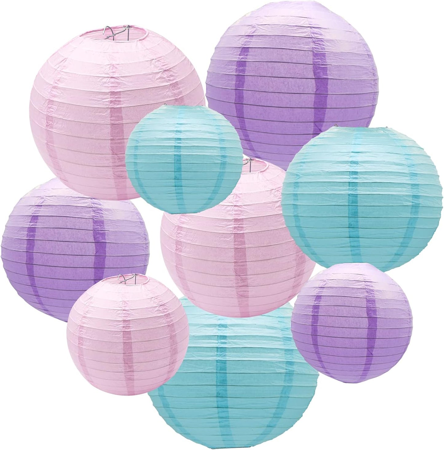 Lámparas papel colgantes redondas fiesta temática sirena