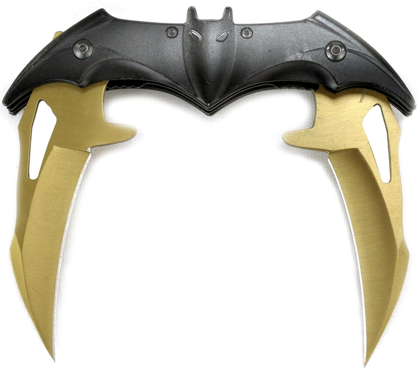Cuchillo BAT negro plegable 2 hojas dorada