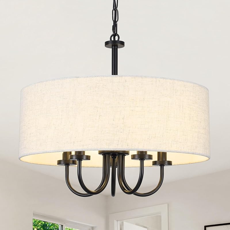Candelabro 5 luces 19pulg estilo granja negro para comedor