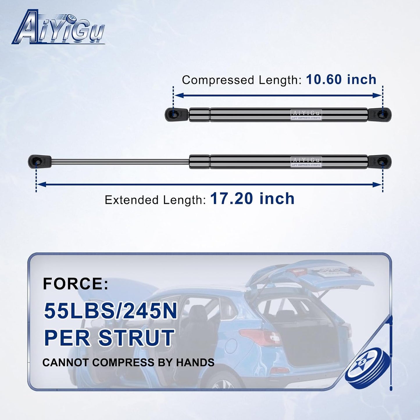 Soporte elevación resorte gas 17" 55LB para caravana puerta