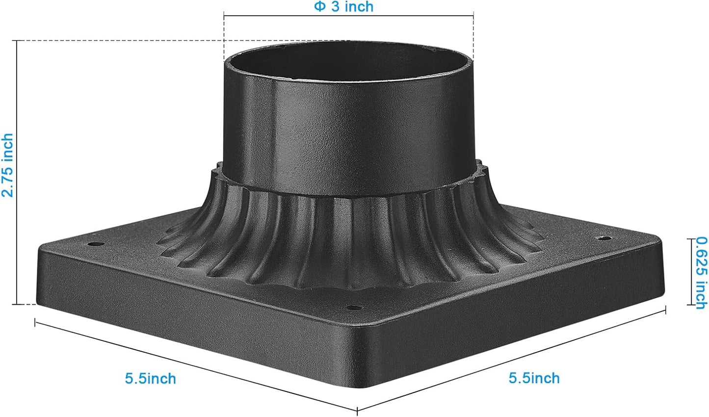 Soporte poste luz 3" base muelle negro mate 5.5"