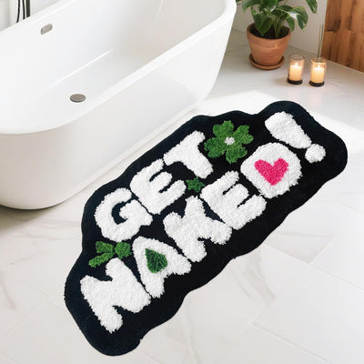 Alfombra baño antideslizante negra 20x40pulg microfibra flores