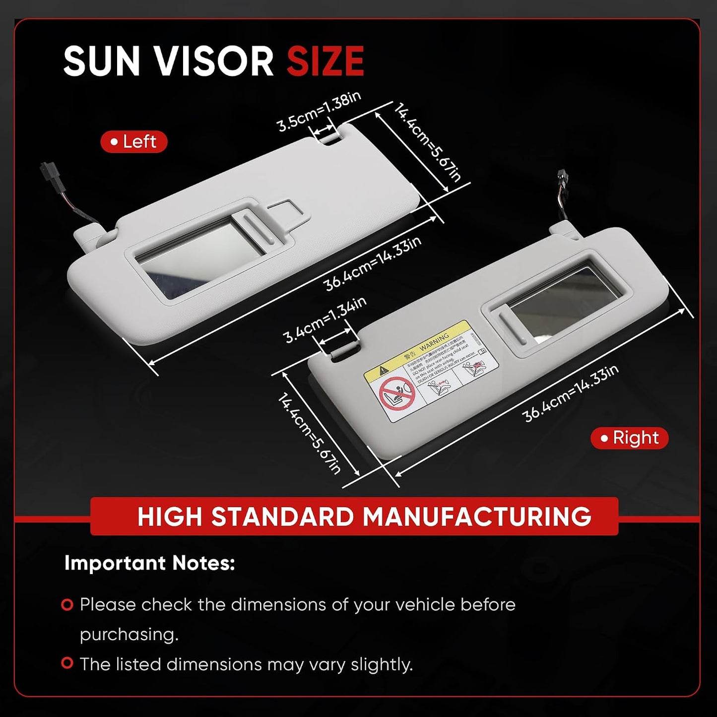Visera solar izq y der para VW Golf Passat Jetta