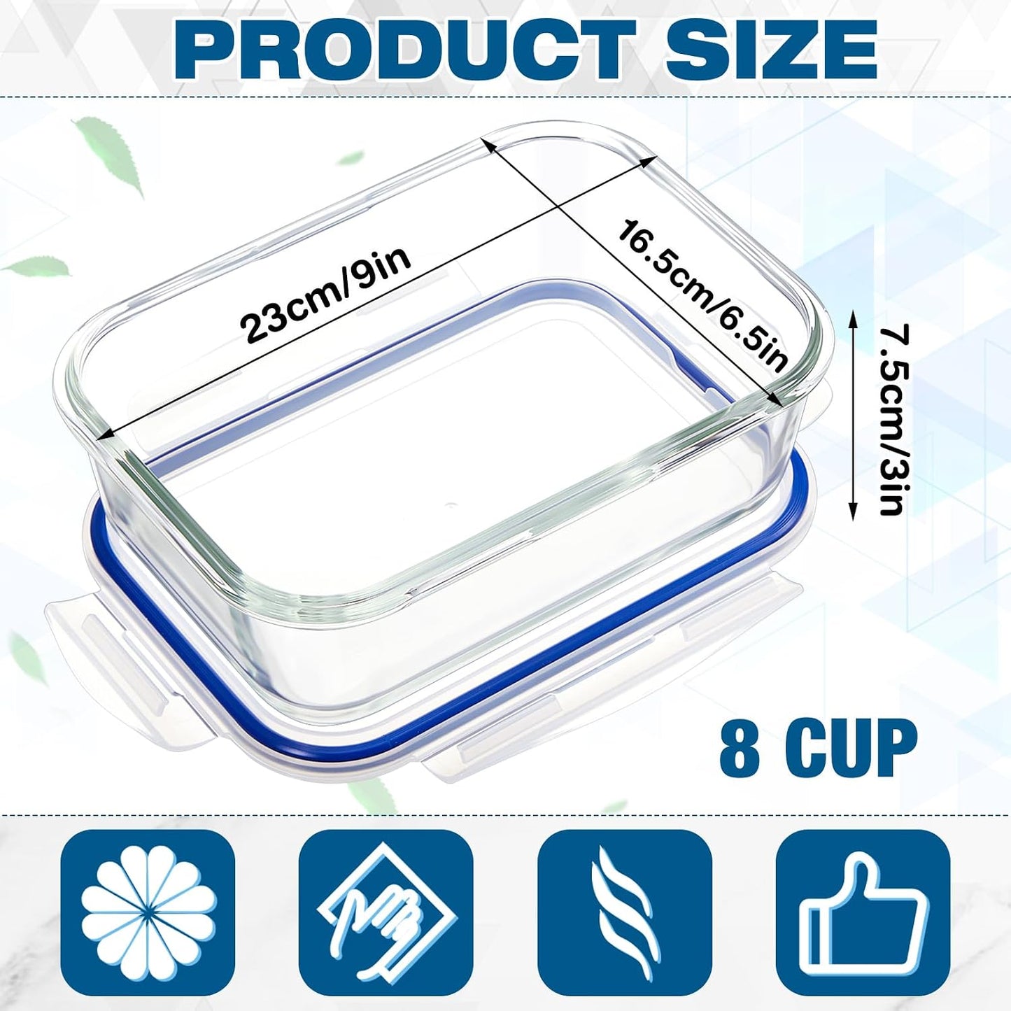 4 Pzas Recipientes Vidrio Borosilicato 63oz