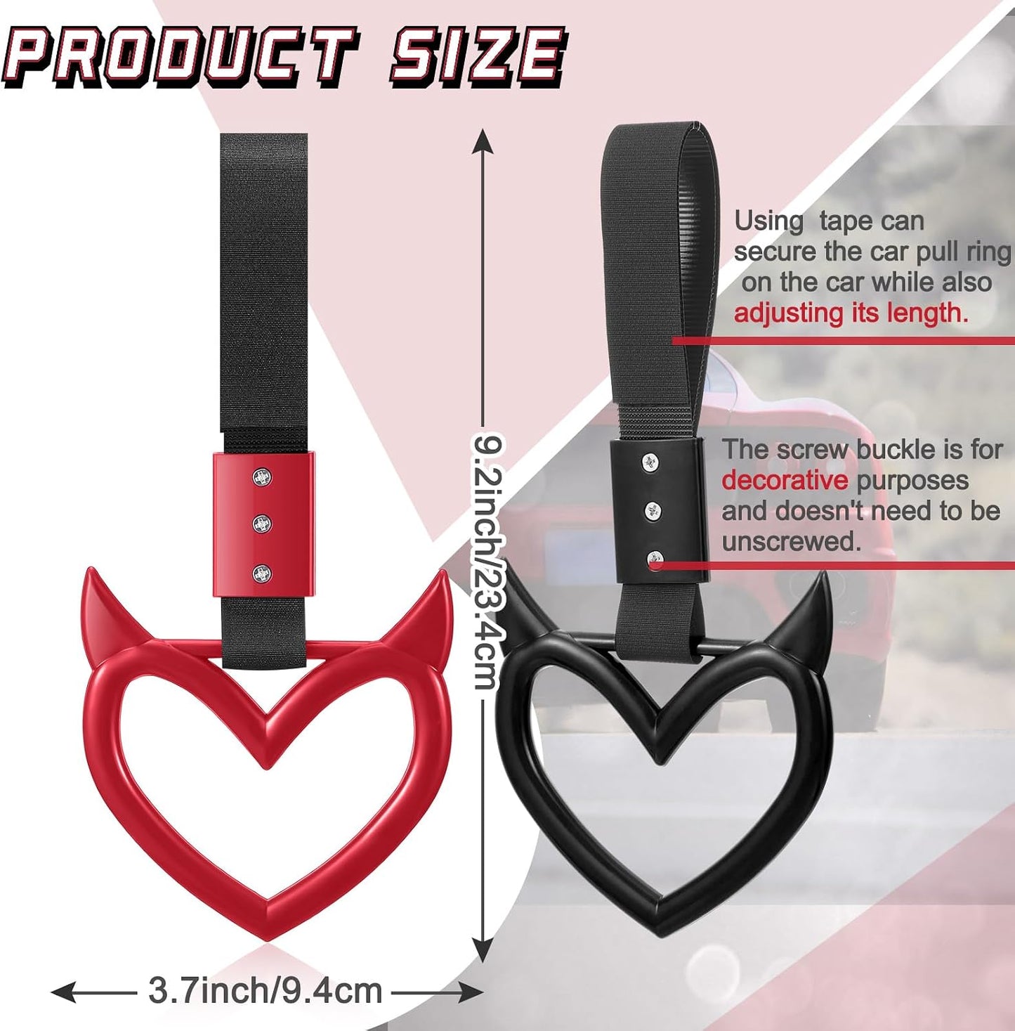 2 Pzas Llaveros Corazón Accesorio Auto Correa Mano Rojo