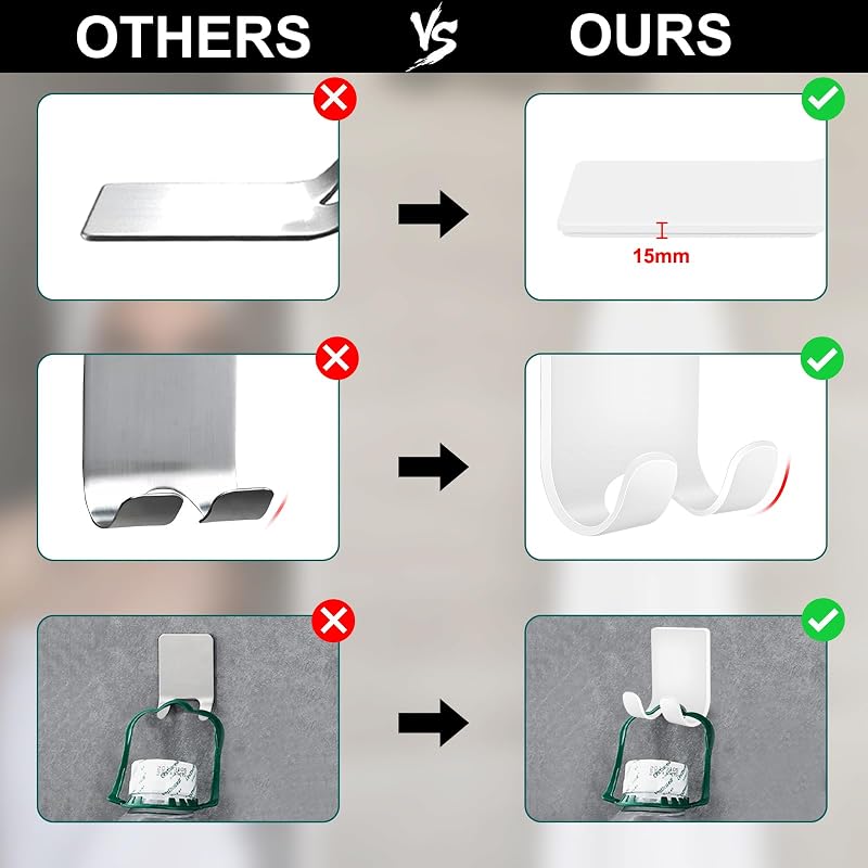 4 Ganchos ducha autoadhesivo para afeitadora baño blanco