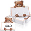 Etiquetas con nombre para baby shower temática osos tarjetas campaña r cumpleaños neutro 3.9x3.5 blancas y caqui