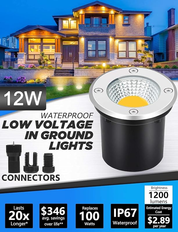 10 Luces LED Impermeables 12W con Transformador para Pozo