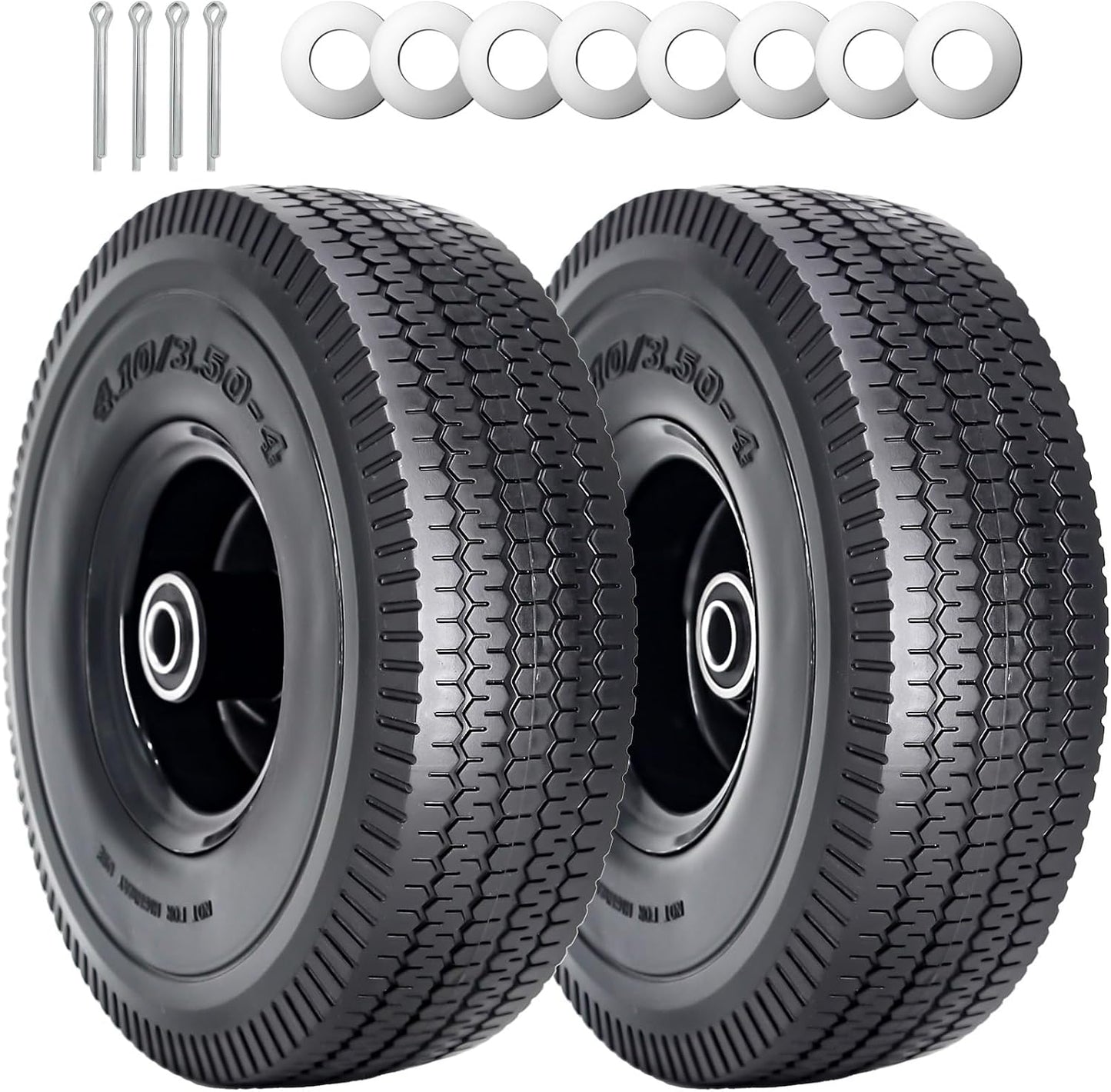 2 Pack Ruedas 10x4.10 PU Antipinchazos 5/8 Agujero 2.24 Bujes