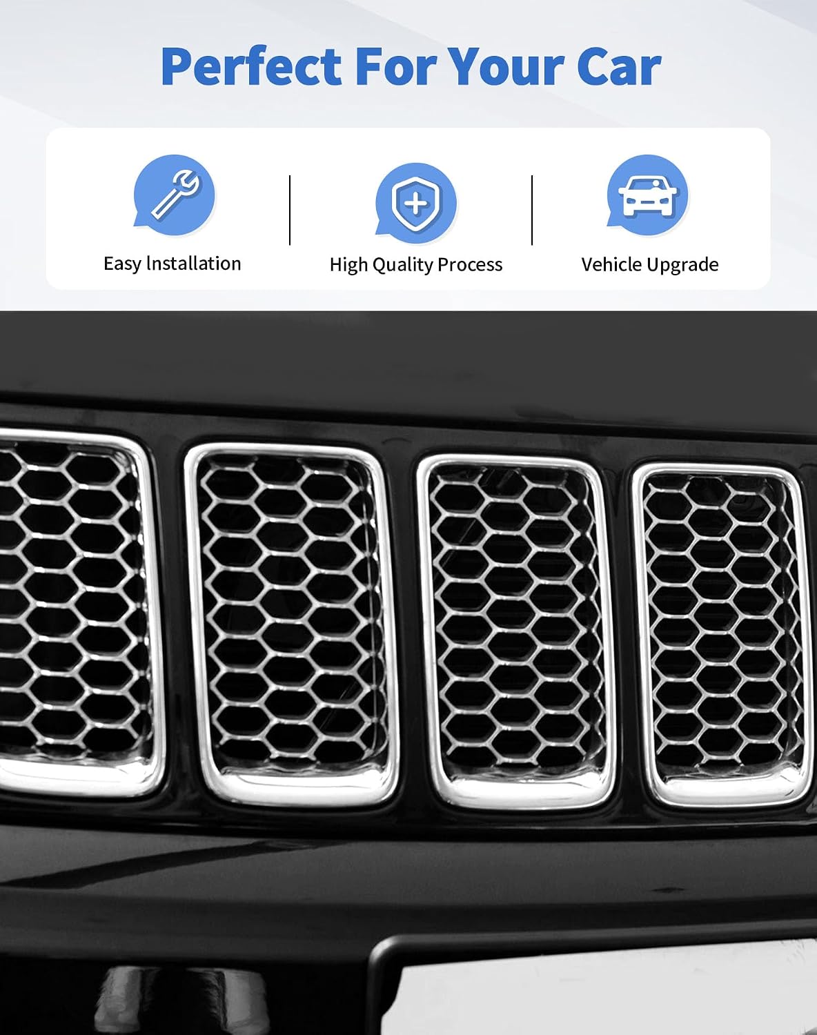 Rejilla frontal Jeep Grand Cherokee 2014-2016 cromo con clip