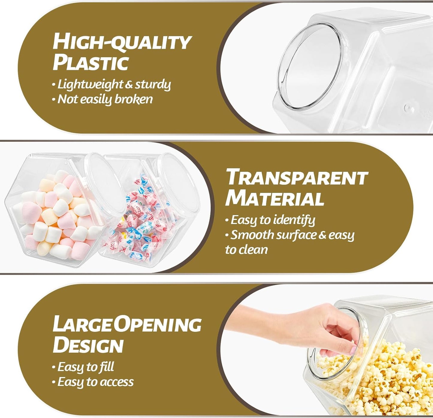 4 Tarros Plástico Transparente 71oz para Dulces Alimentos