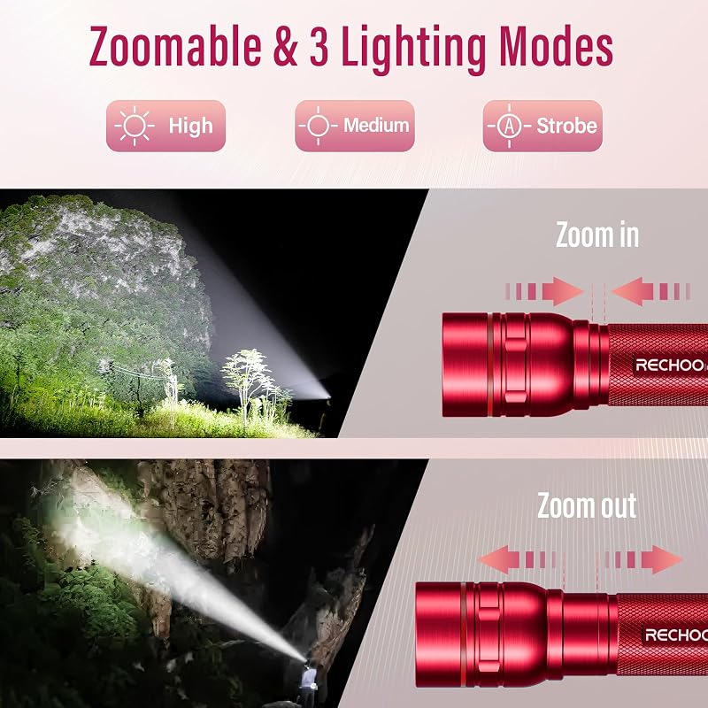 Linterna Led Recargable Zoom 3 Modos Paquete 2