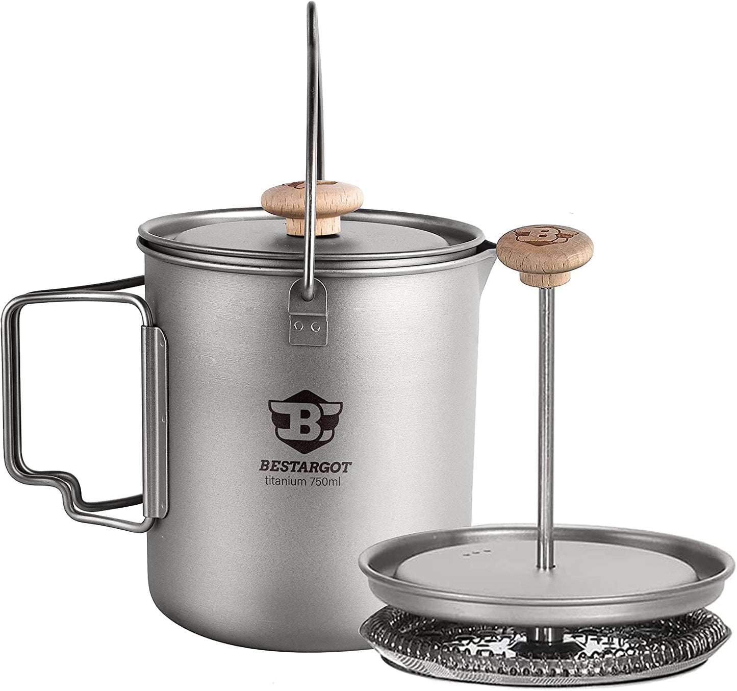 Olla titanio 750ml portátil para camping café y cocina