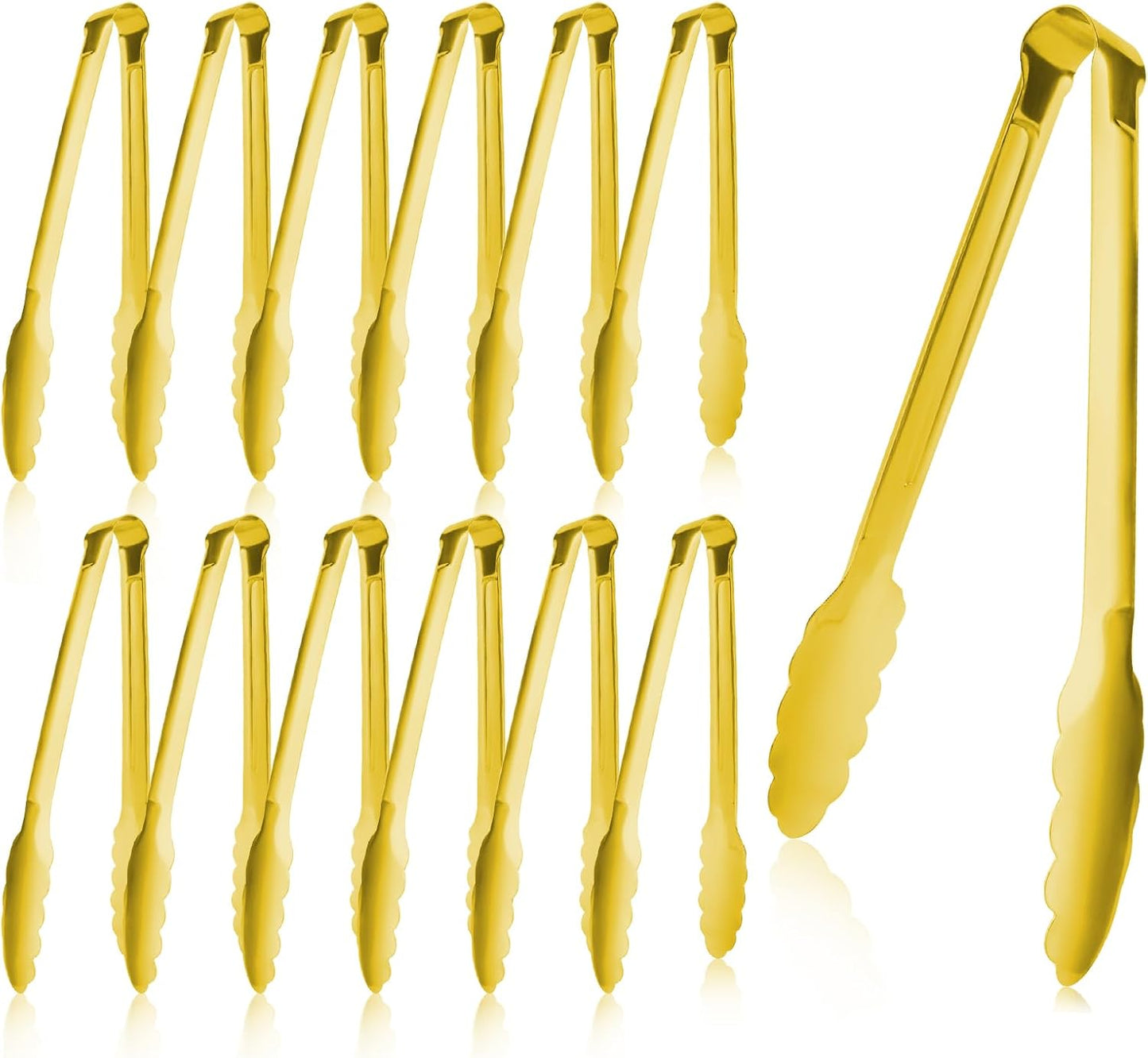 Pinzas acero inox 9pulg para cocina barbacoa pack 12 dorado