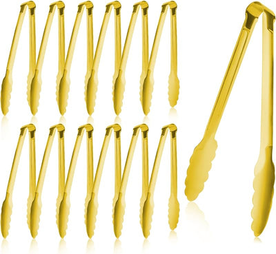 Pinzas acero inox 9pulg para cocina barbacoa pack 12 dorado