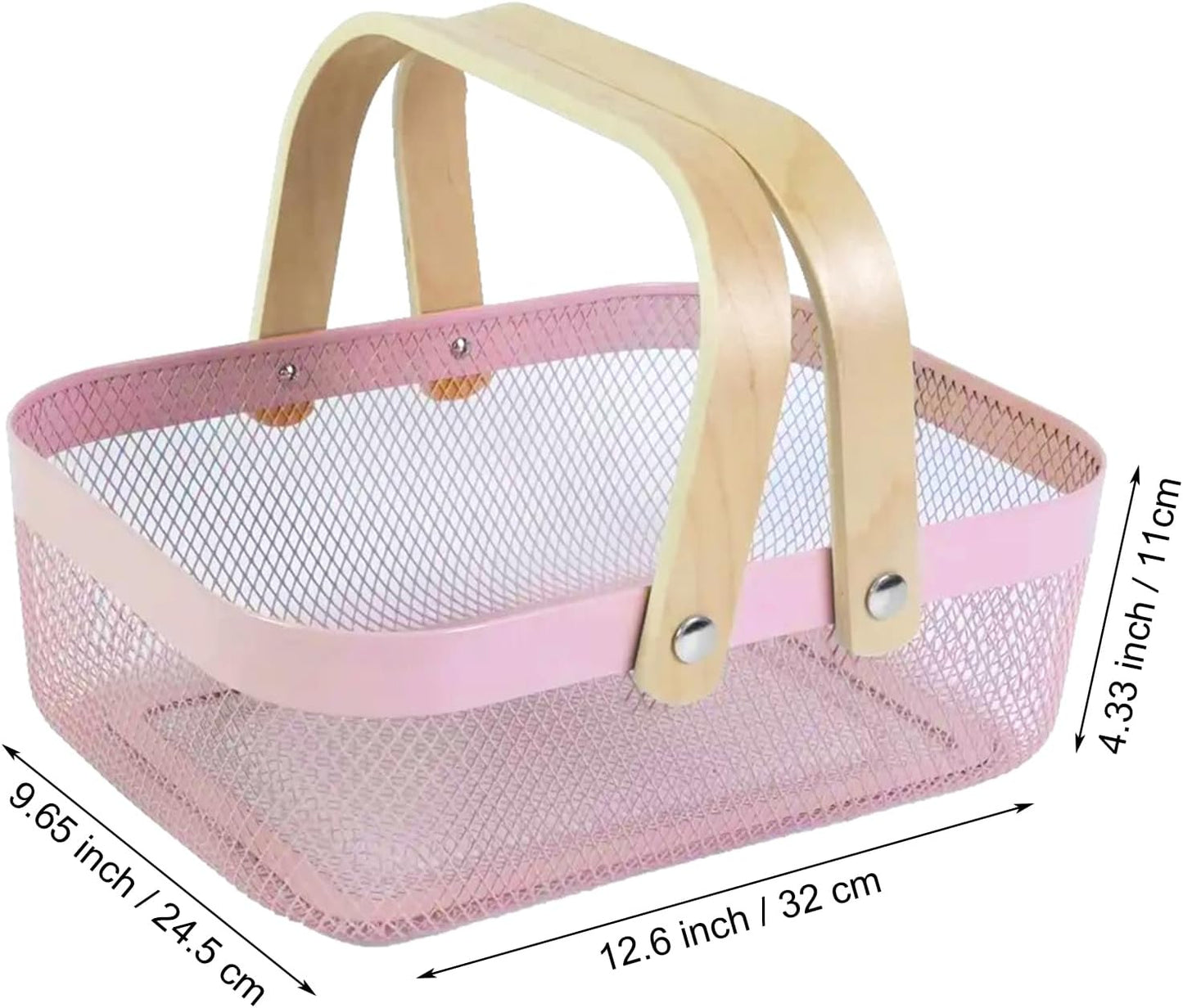 Cesta acero malla multifuncional con mango madera
