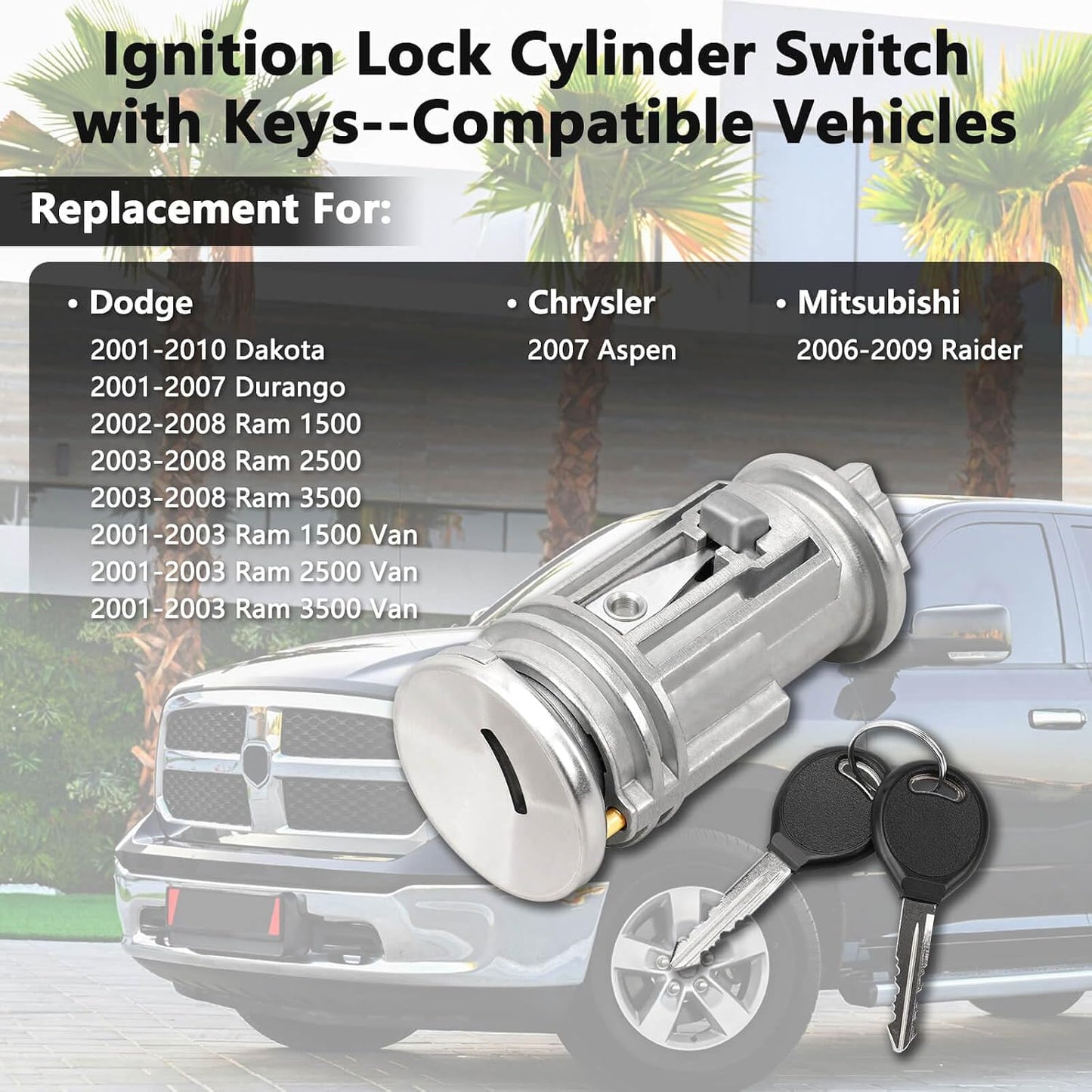 Candado encendido cilindro 2 llaves comp Chrysler Dodge Ram