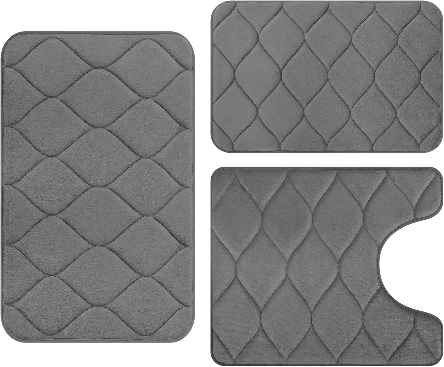 Alfombras baño espuma viscoelástica antiderrap 3 pzas gris