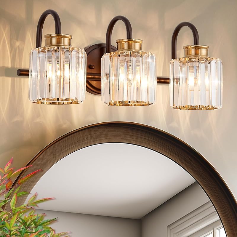 Lámpara baño con pantalla cristal K9 3 luces