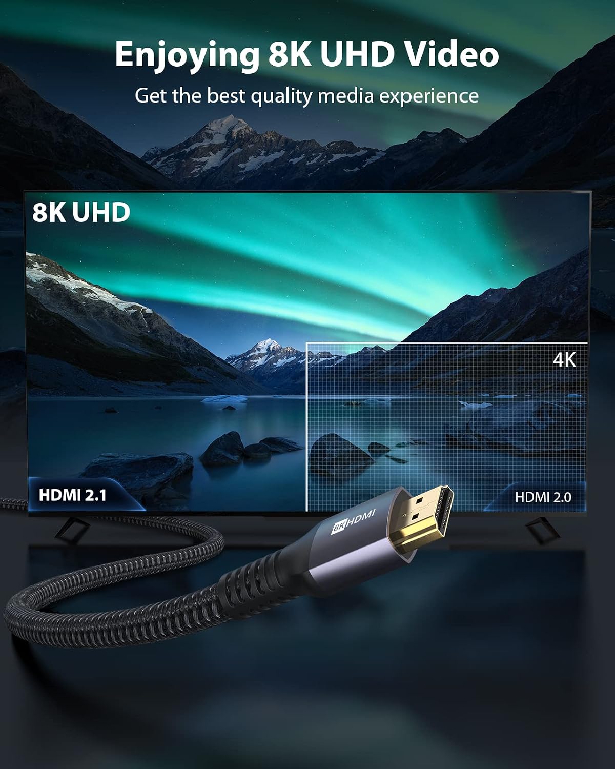 Cables HDMI 8K 48Gbps 6 pies 2 Uds comp Apple TV 4K PS5