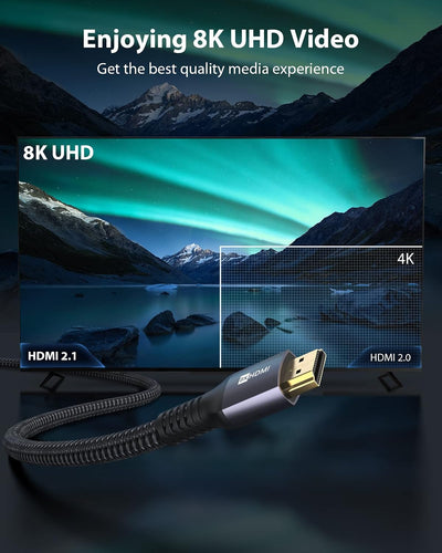 Cables HDMI 8K 48Gbps 6 pies 2 Uds comp Apple TV 4K PS5