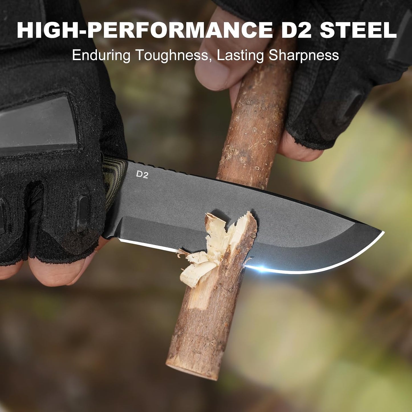Cuchillo supervivencia hoja D2 con silbato brújula