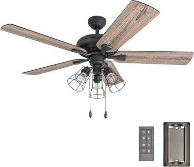 Ventilador techo LED 52pulg industrial 5 cuchillas motor rev