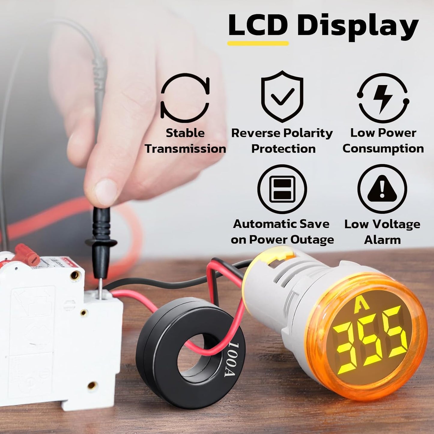 Set 3 medidores corriente AC 100A pantalla LED 110V 220V