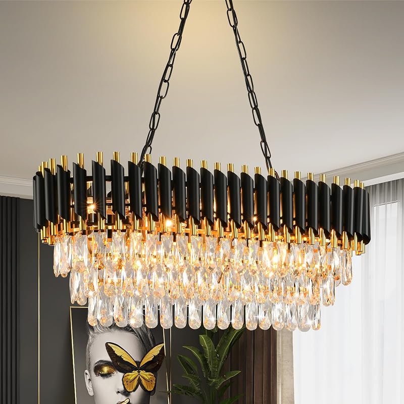 Candelabro moderno de cristal 32pulg colgante 8 luces