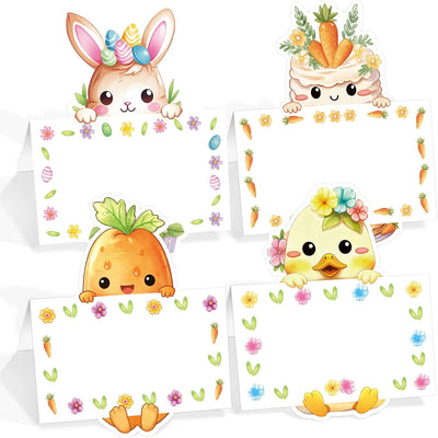 Tarjetas de Pascua Fancy Land con conejo, pollo y zanahoria, 24 unidades