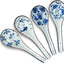 4 Cucharas Cerámica China Azul Blanco Patrón Floral