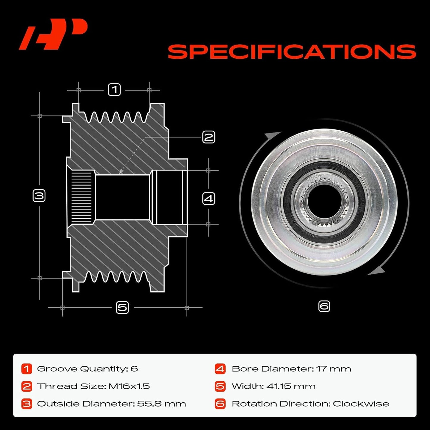 Polea embrague alternador comp VW Jetta Passat Golf Beetle