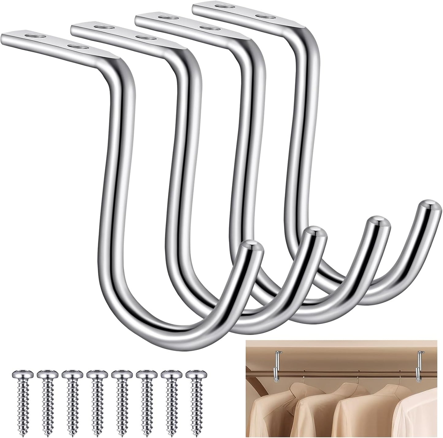 4 Soportes centrales barra armario 1.5" metal resistente