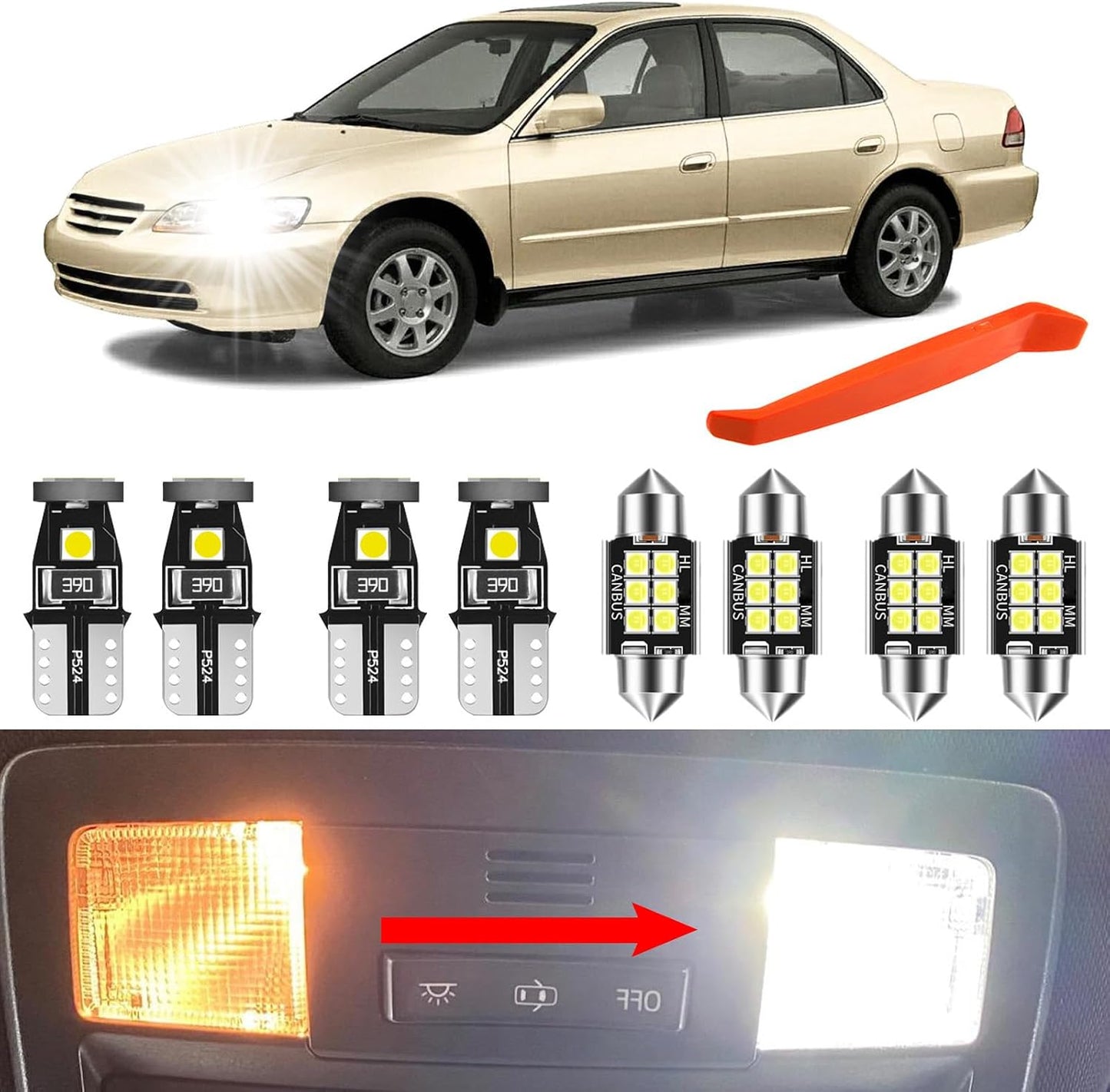 Kit luces LED interior Honda Accord 6000K luz blanca