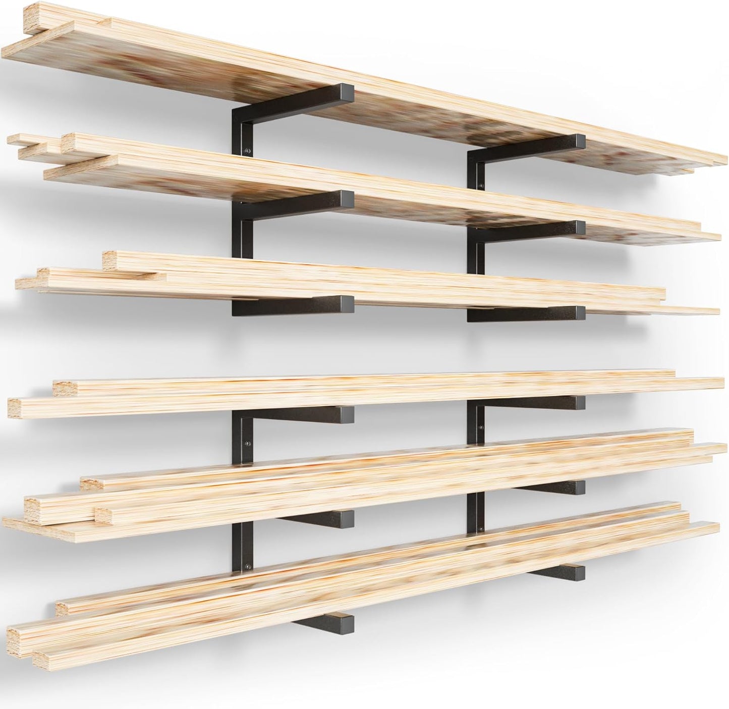 Organiz. madera y estante metal 6 niveles 1200lb color negro