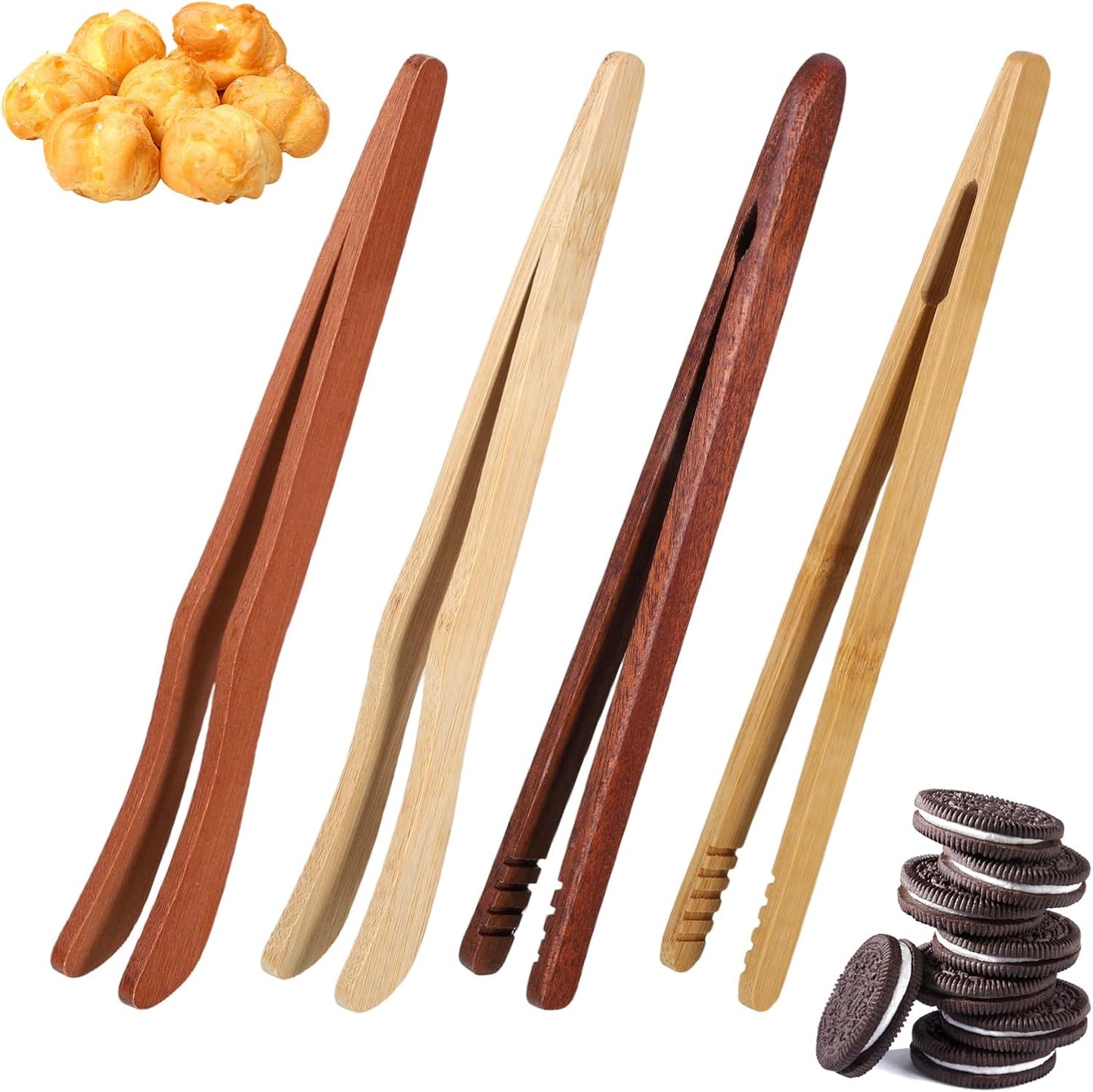 Pinzas bambú reutilizables multiuso para tostadora y cocina