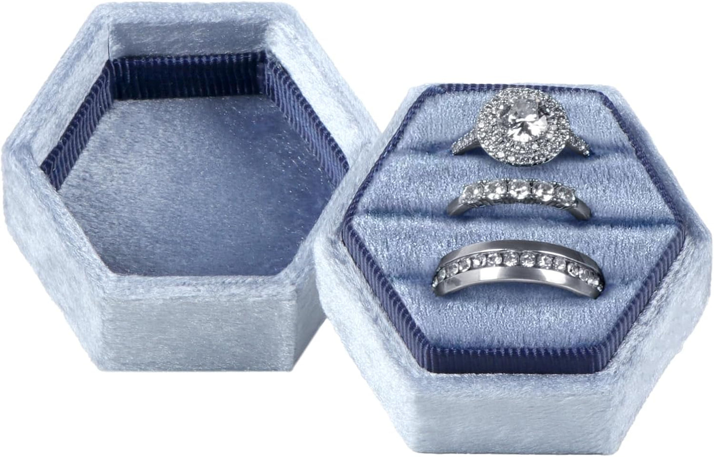 Caja terciopelo anillos 3 ranuras para boda y recuerdo