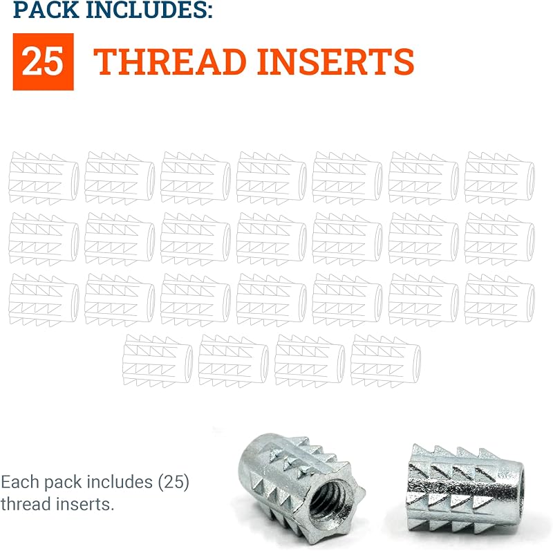 Insertos roscados para madera paquete 25