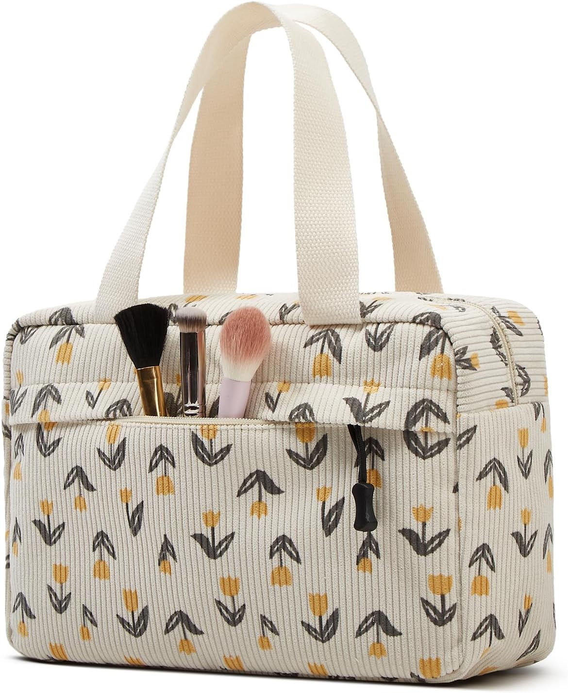Bolsa maquillaje grande con cremallera y asa para viaje