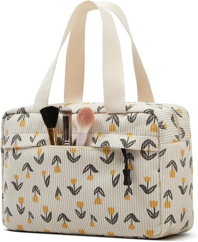 Bolsa maquillaje grande con cremallera y asa para viaje